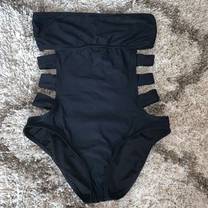 Black Strapy One Piece Swimsuit